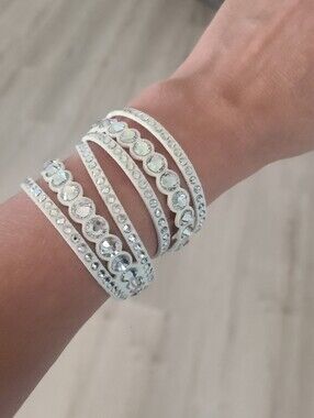 Swarovski White Crystal Multi-Row Slake Dot Wrap Bracelet- Like New 5240623